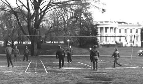 Historic Hooverball game in progress